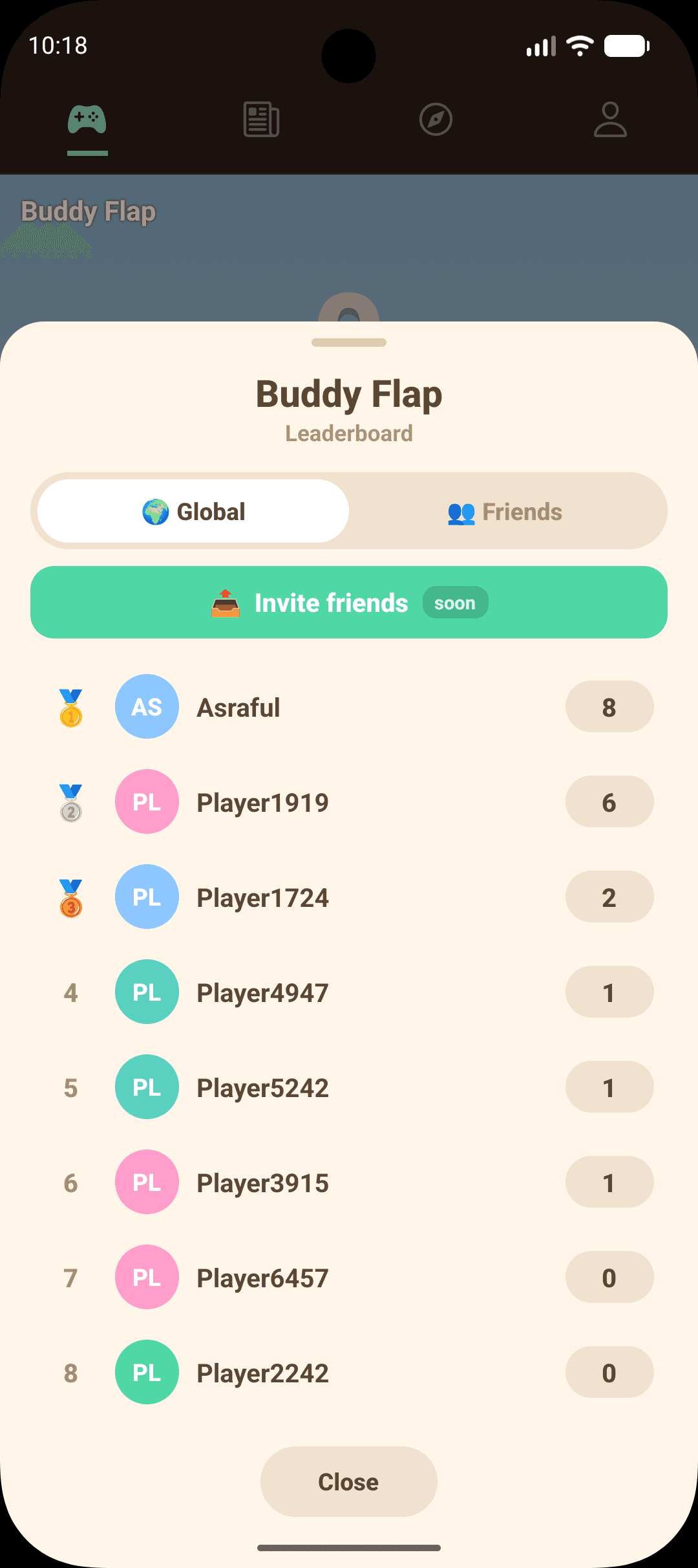 Global leaderboard